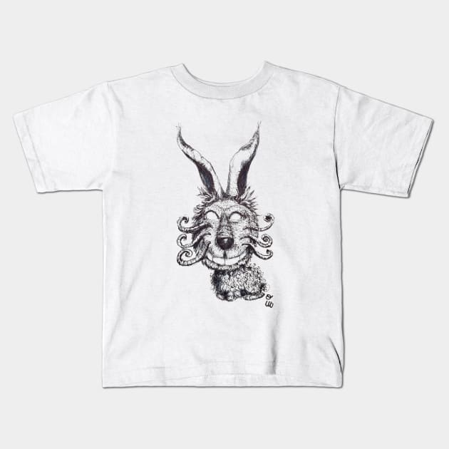 Wierd Rabbit Art Kids T-Shirt by IVNK